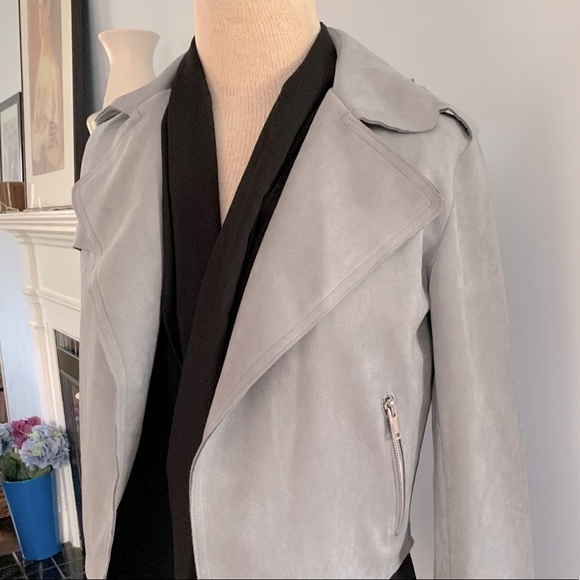 SOLD !!  Anthro faux suede sky blue Expressway moto jacket - Picture 16 of 16